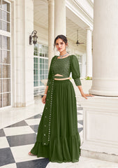 Designer Georgette green indo western dress with detailed embroidery | indoor western dress | bollywood style dress.