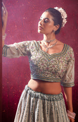 Designer exclusive white shaded lehenga on silk with Sequence & Thread Embroidery Work