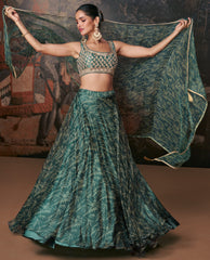 Designer lehenga on banglori silk blouse and pure organza silk with detailed embroidery