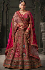 Exclusive Pink Shaded bridal embroidery lehenga | Indian Wedding Wear