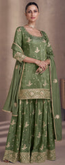 Designer Green exclusive dress with detailed embroidery with thread work