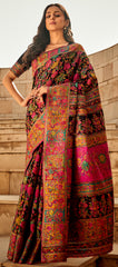 Kashmiri saree exclusive Dark shaded collection with detailed kashmiri inspired work on modal kashmiri fabric