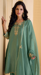 Designer Mint Green exclusive Sharara dress with detailed embroidery