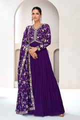 Designer Dark purple Alia Cut Anarkali Dress with Embroidery | bollywood dress | anarkali dress