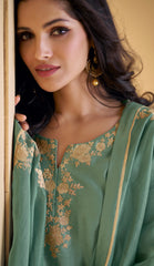 Designer Mint Green exclusive Sharara dress with detailed embroidery