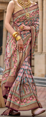 Brown Contrasting Modern Traditional Indian Designer Silk Saree | Celebrity Saree | Bollywood Saree