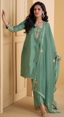 Designer Mint Green exclusive Sharara dress with detailed embroidery