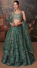 Designer lehenga on banglori silk blouse and pure organza silk with detailed embroidery