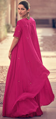 Pure Georgette pink exclusive dress with detailed Embroidered dress