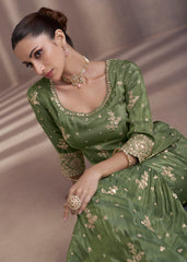 Designer Green exclusive dress with detailed embroidery with thread work