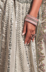 Designer exclusive white shaded lehenga on silk with Sequence & Thread Embroidery Work