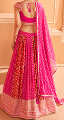 Bollywood Rani Pink embroidered lehenga with Shimmer Silver Embroidery | Bollywood Lehenga | Brides maid Lehenga.