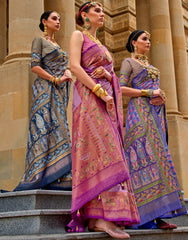 Blue Contrasting Modern Traditional Indian Designer Silk Saree | Celebrity Saree | Bollywood Saree