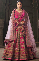 Exclusive Pink Shaded bridal embroidery lehenga | Indian Wedding Wear