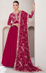 Designer Dark pink Alia Cut Anarkali Dress with Embroidery | bollywood dress | anarkali dress