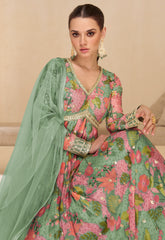 Designer light Shded Alia Cut Anarkali Dress with Embroidery | bollywood dress | anarkali dress