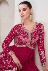 Designer Dark pink Alia Cut Anarkali Dress with Embroidery | bollywood dress | anarkali dress