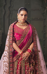 Exclusive Pink Shaded bridal embroidery lehenga | Indian Wedding Wear