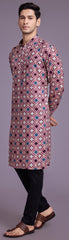 Dusty Pink Contrasting indian aspiring Printed rayon Mens kurta for wedding and other occasion comes with pajama
