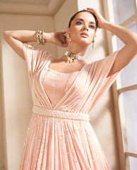 Designer Light shaded unique Dress on Georgette Fabric with foil and embroidered work | designer dress | Bollywood Dress