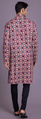 Dusty Pink Contrasting indian aspiring Printed rayon Mens kurta for wedding and other occasion comes with pajama