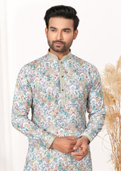latest Contrast Digital print kurta on cotton with  detailed pintex, thread, sequence work for wedding