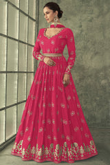 Pure Viscose designer pink dress with thread and detailed embroidery work indian aspiring design