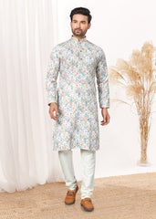 latest Contrast Digital print kurta on cotton with  detailed pintex, thread, sequence work for wedding