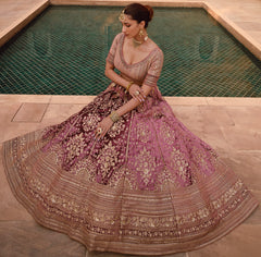 Designer pure viscose with hand work, detailed embroidery lehenga