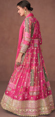 Designer Pink embroidered organza floral inspired anarkali dress | anarkali dress | Bollywood Dress