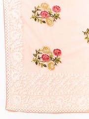 Latest light Orange shaded organza saree with detailed embroidery and floral inspired design saree for all occasion