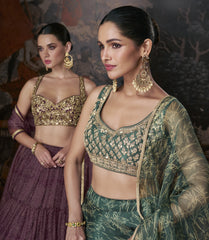 Designer lehenga on banglori silk blouse and pure organza silk with detailed embroidery