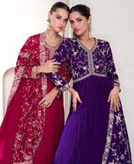 Designer Dark pink Alia Cut Anarkali Dress with Embroidery | bollywood dress | anarkali dress