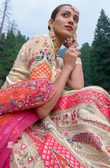 Contrasting Designer lehenga on viscose with ari, Hand, Thread, embroidery detailed work indian aspired work