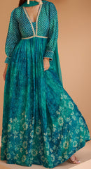 Designer anarakali style Black shaded floral inspired dress on pure georgette and net duppatta | designer dress