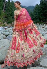 Contrasting Designer lehenga on viscose with ari, Hand, Thread, embroidery detailed work indian aspired work