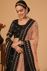 Exclusive Black Georgette lehenga with detailed embroidery, sequiens, multi thread lehenga, Brides maid lehenga