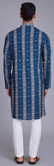 Blue Contrasting indian aspiring Printed rayon Mens kurta for wedding and other occasion comes with pajama