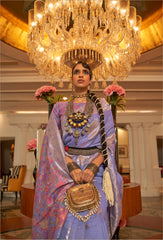 Premium Pastel Purple shaded Floral Inspired Kashmiri Pallu Saree | Handloom Weaving saree