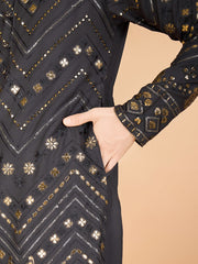 Cement Grey Heavy Sequence Work Designer Kurta