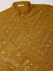 Dark Mustard Heavy Sequence Work Designer Kurta