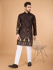 Brown Heavy Sequence Work Designer Kurta