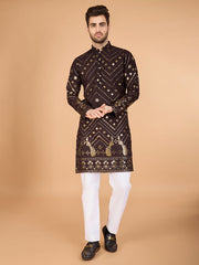 Brown Heavy Sequence Work Designer Kurta