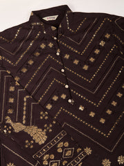Brown Heavy Sequence Work Designer Kurta