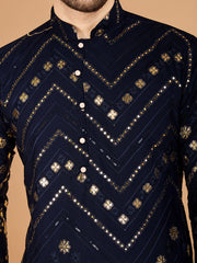 Blue Grey Heavy Sequence Work Designer Kurta