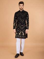 Black Heavy Sequence Work Designer Kurta