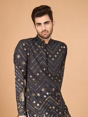 Cement Grey Heavy Sequence Work Designer Kurta