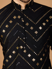 Black Heavy Sequence Work Designer Kurta