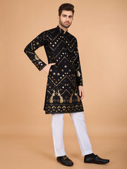 Black Heavy Sequence Work Designer Kurta