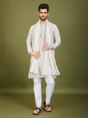 White Heavy Sequence Work Designer Kurta